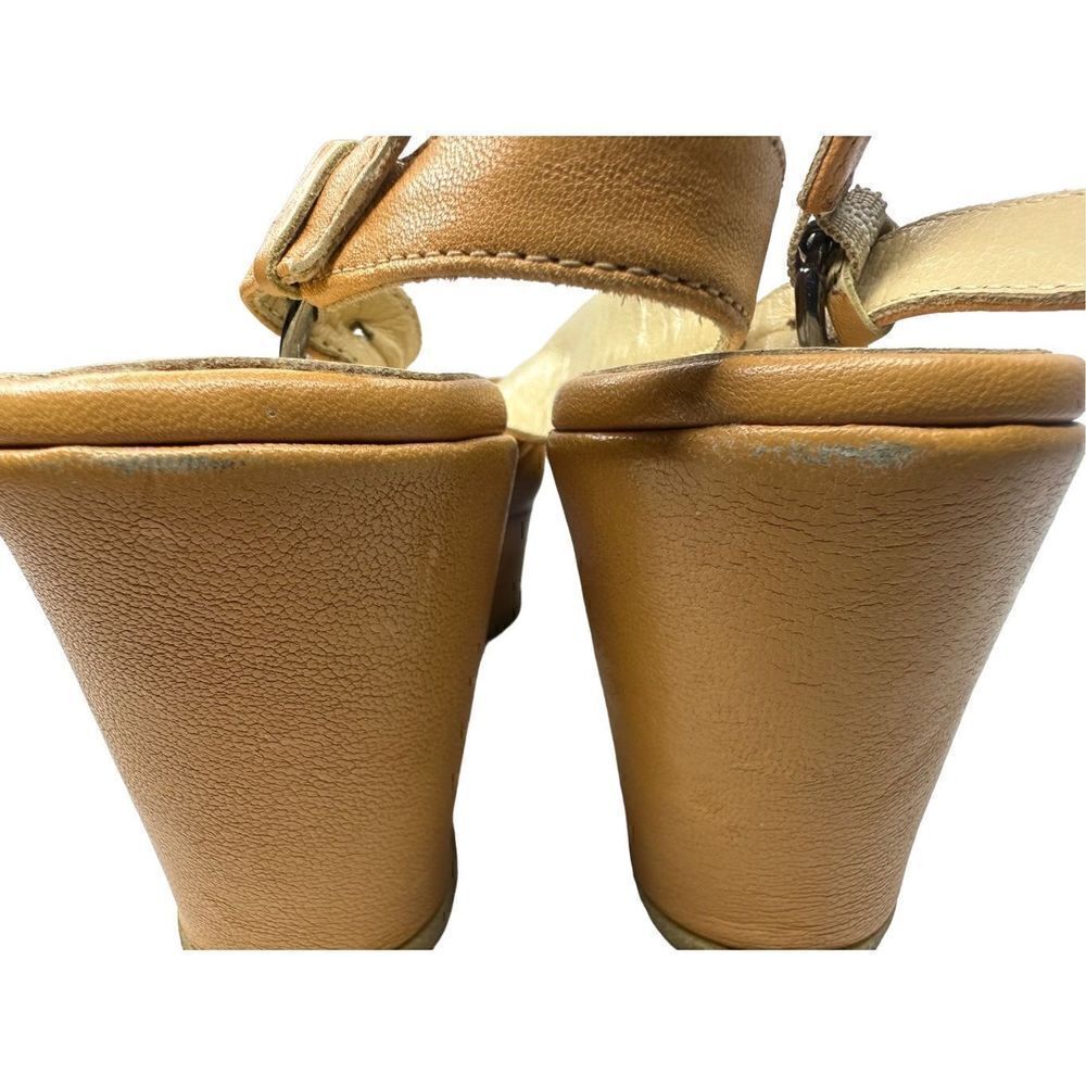 Butter Italy Light Camel Wedge Platform Peep Toe Slingback Size 9.5 - Picture 4 of 12
